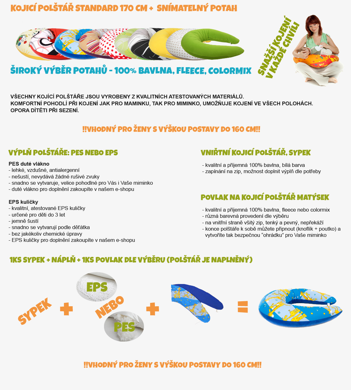 Kojicí polštář Standard KOTVY 100% bavlna